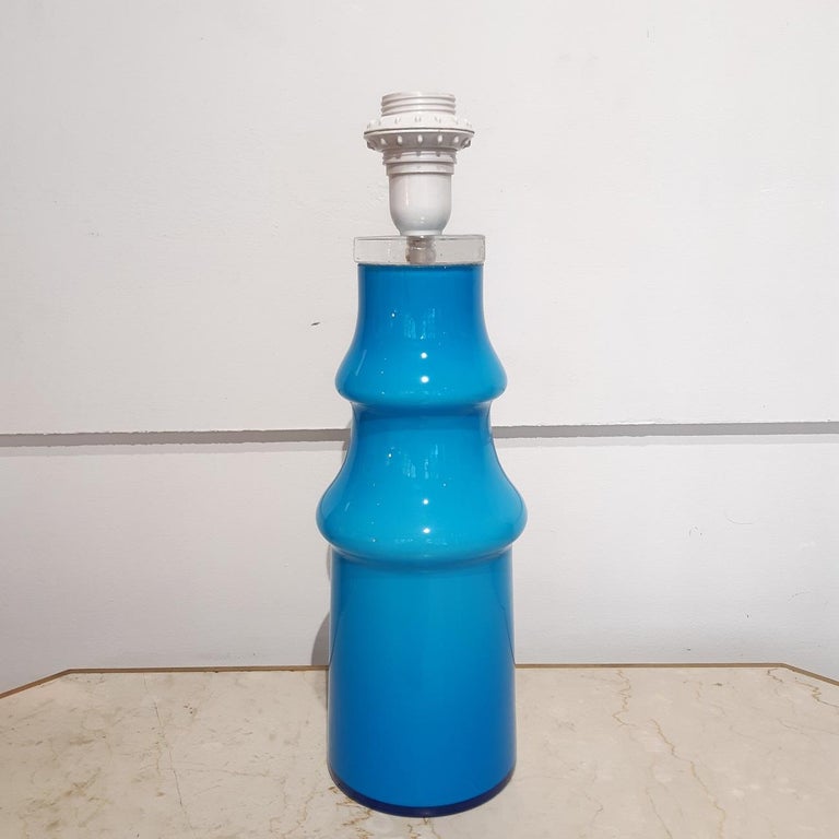 Mid Century Swedish Blue Glass Table Lamp, 1970s For Sale 2