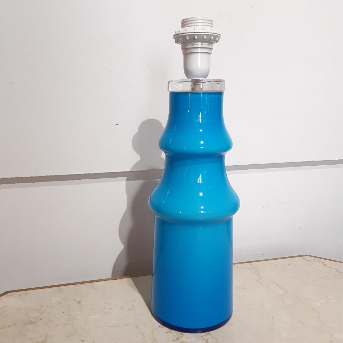 Mid Century Swedish Blue Glass Table Lamp, 1970s For Sale 2