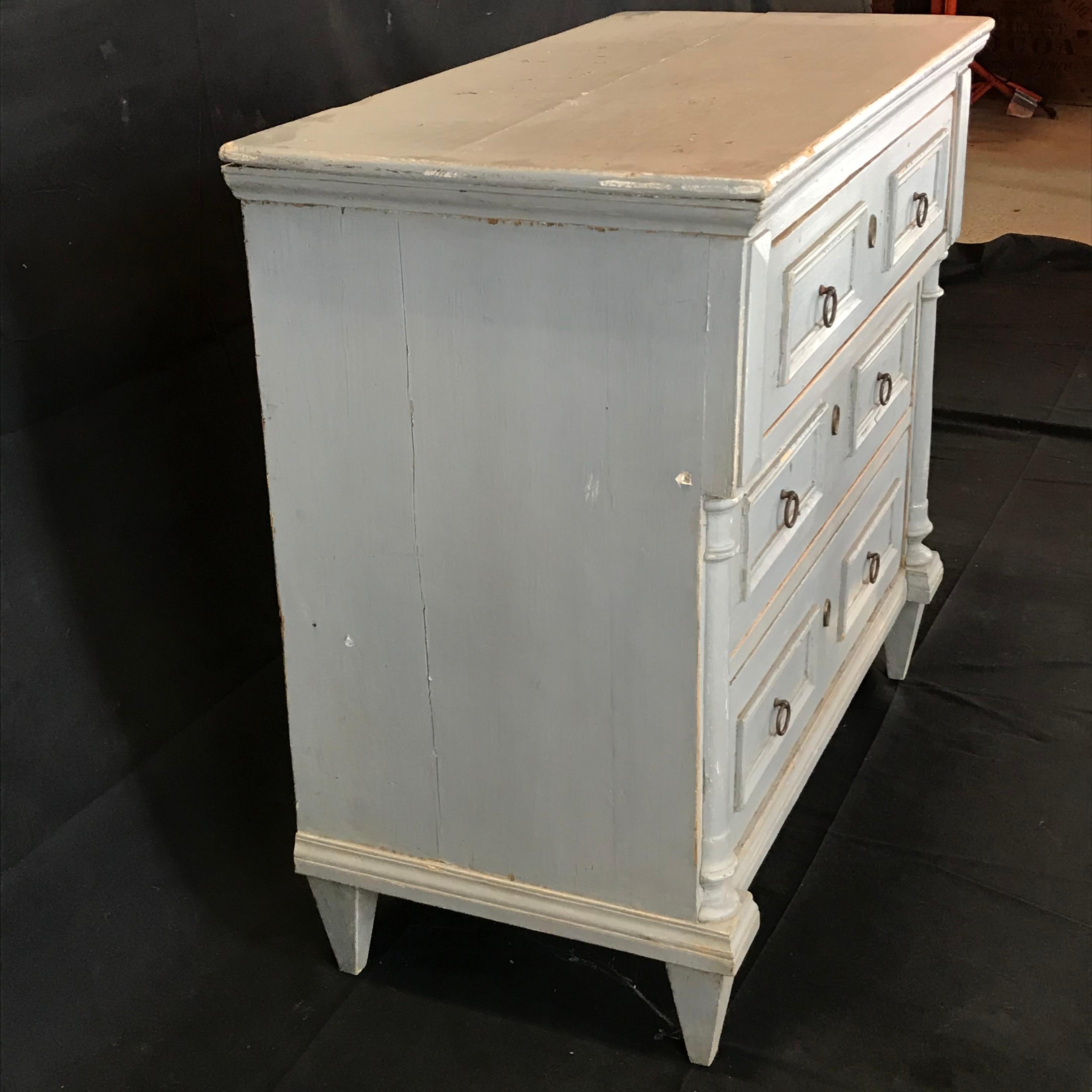 Swedish Blue Gray Gustavian Chest of Drawers Commode  15