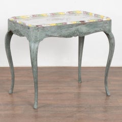 Swedish Blue Gustavian Side Table Tea Table with Tray Top, circa 1890
