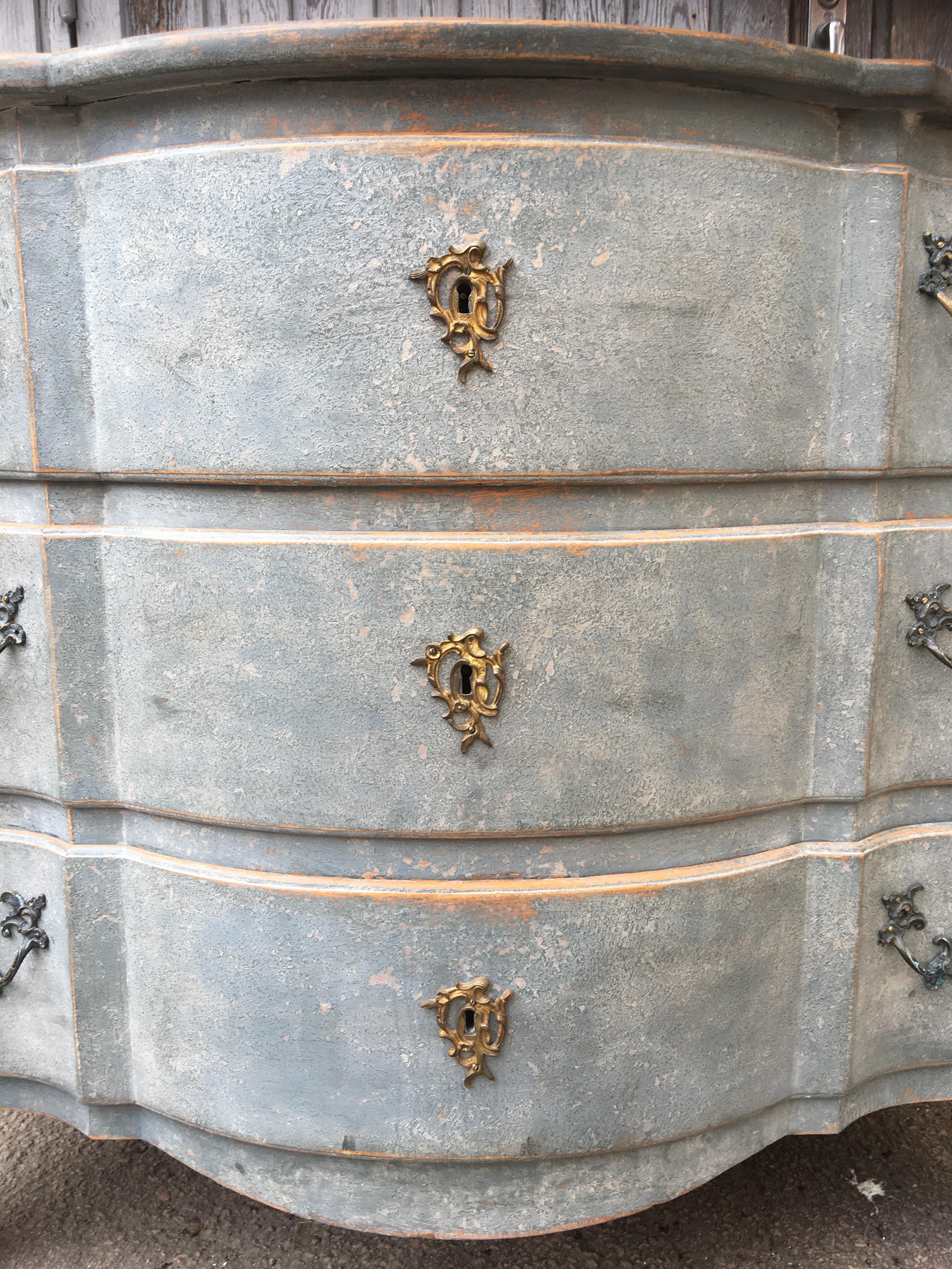Swedish Blue Painted 19th Century Chest of Drawers 2