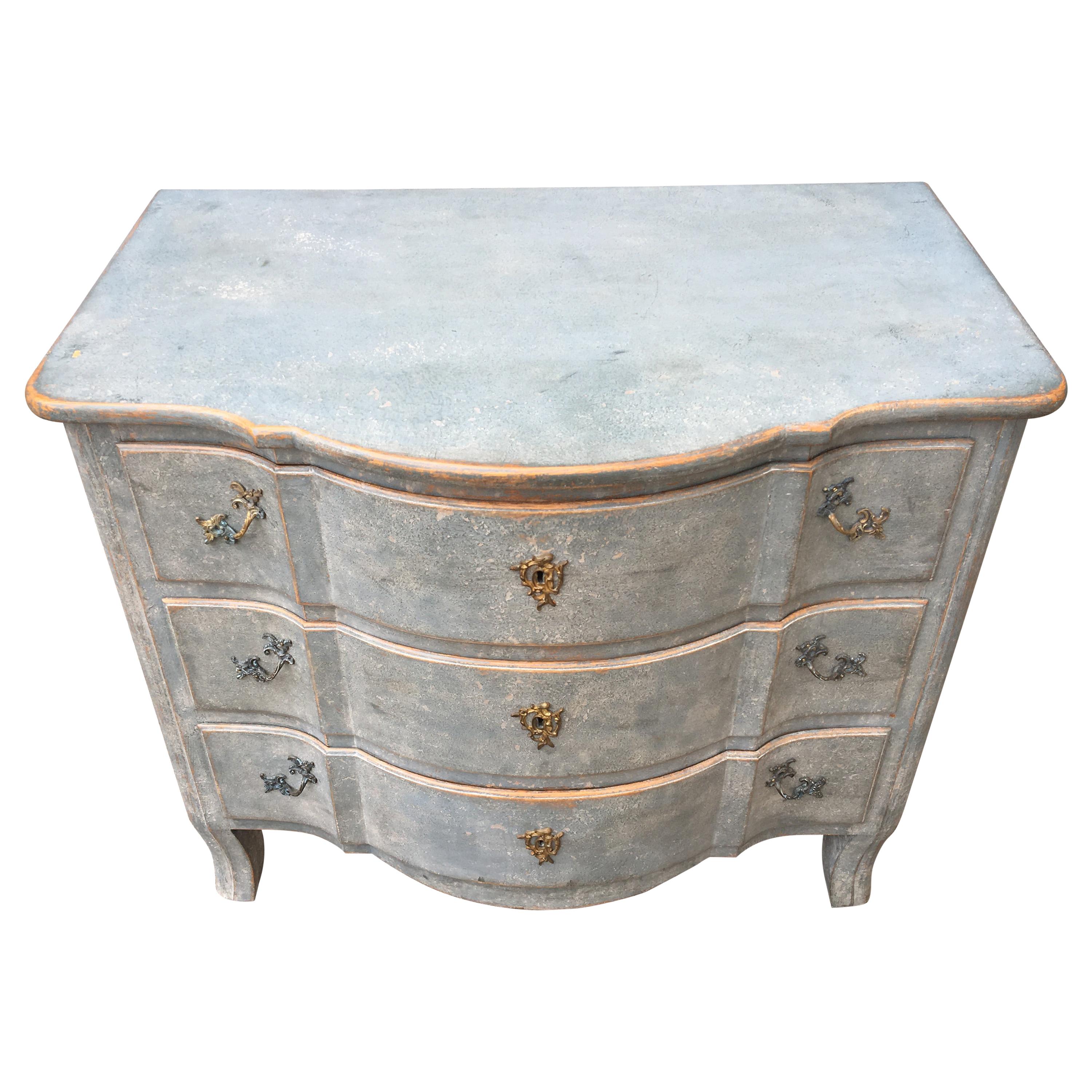 Swedish Blue Painted 19th Century Chest of Drawers