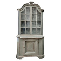 Swedish Blue Painted China Cabinet, circa 1800