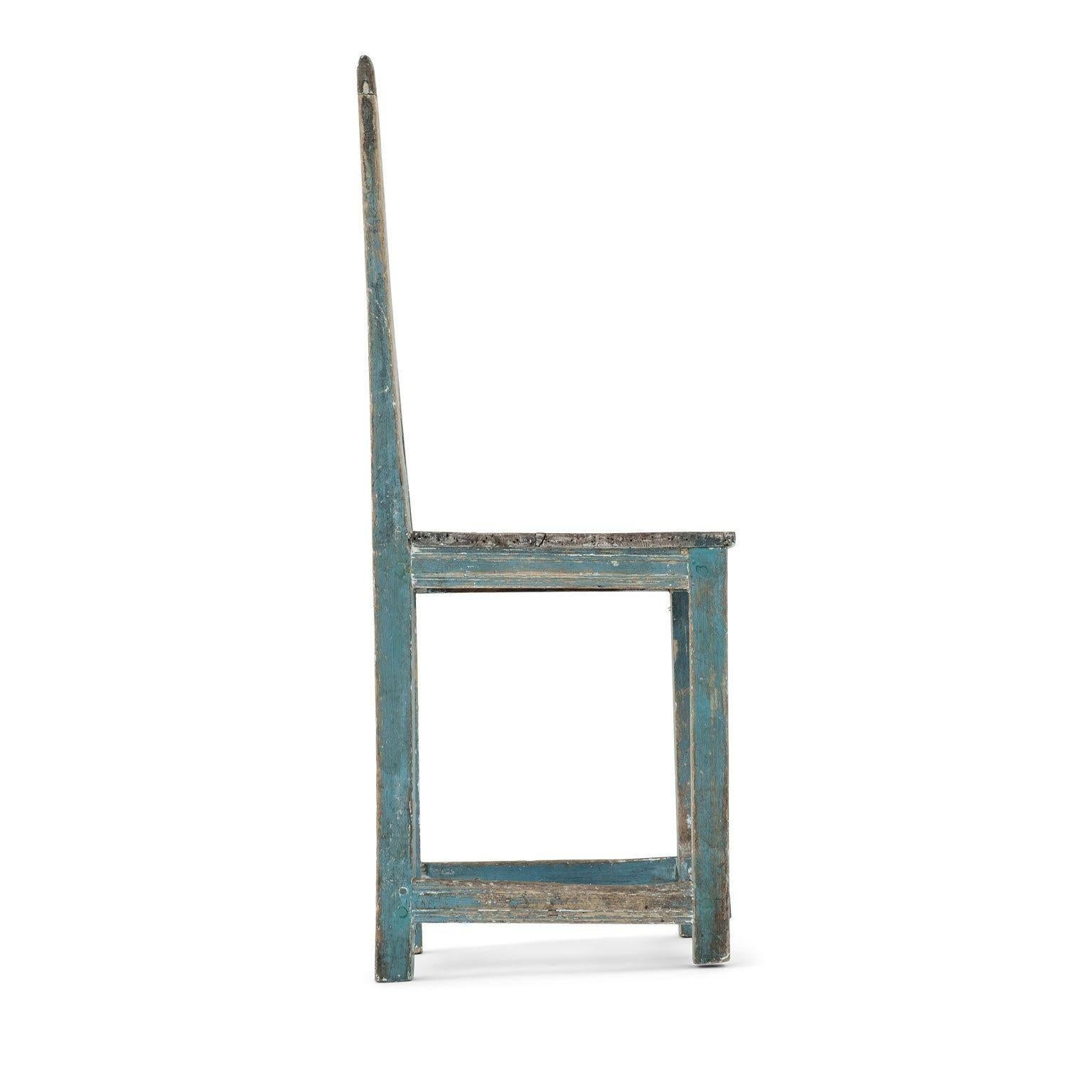 Swedish Blue-Painted Rustic Rococo Side Chair 3