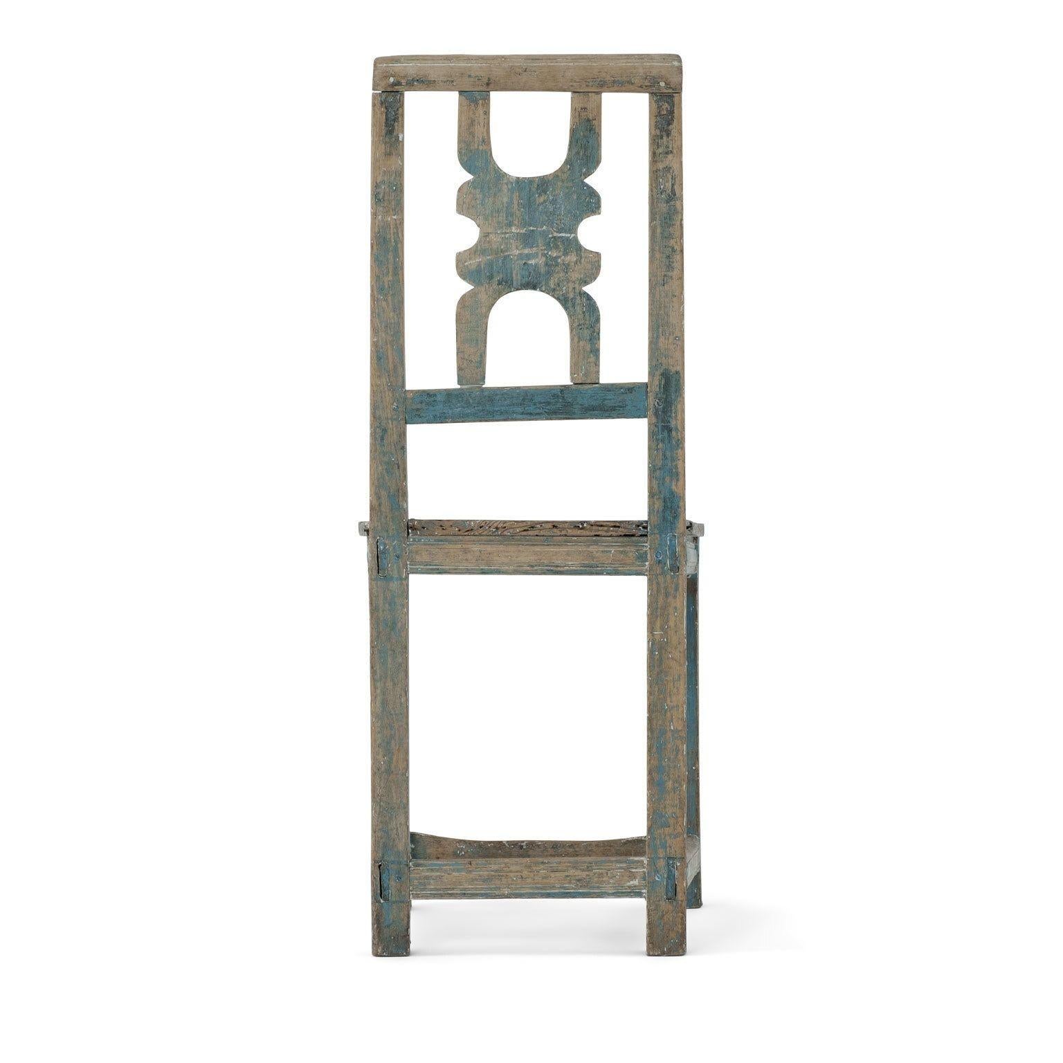 Swedish Blue-Painted Rustic Rococo Side Chair 4