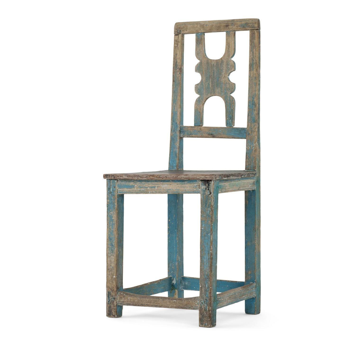Swedish Blue-Painted Rustic Rococo Side Chair 5