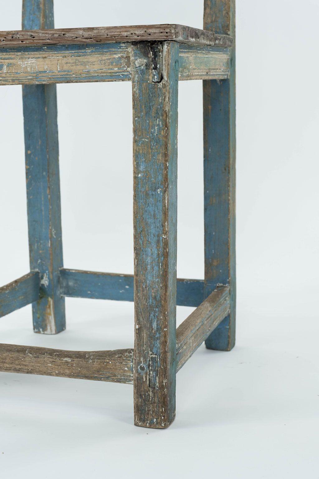 Gustavian Swedish Blue-Painted Rustic Rococo Side Chair