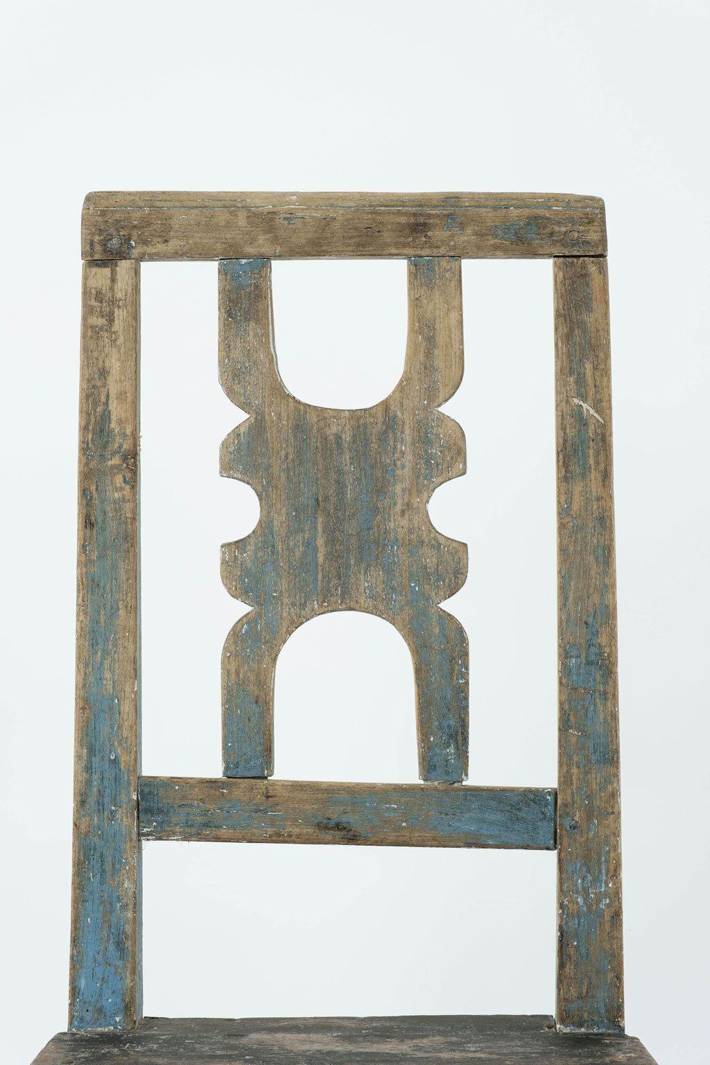 Mid-18th Century Swedish Blue-Painted Rustic Rococo Side Chair