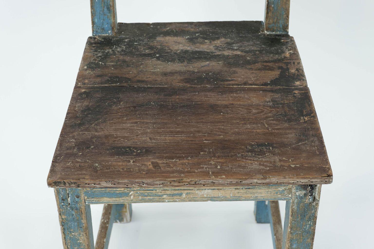 Iron Swedish Blue-Painted Rustic Rococo Side Chair