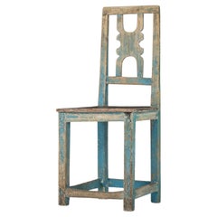 Swedish Blue-Painted Primitive Rococo Side Chair