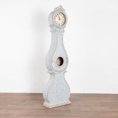 Swedish Blue Pine Mora Grandfather Clock, circa 1820-40