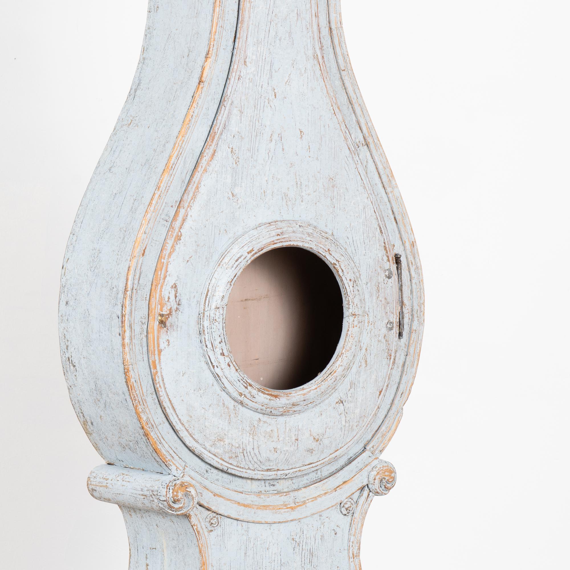 Swedish Blue Pine Mora Grandfather Clock, circa 1820-40 3