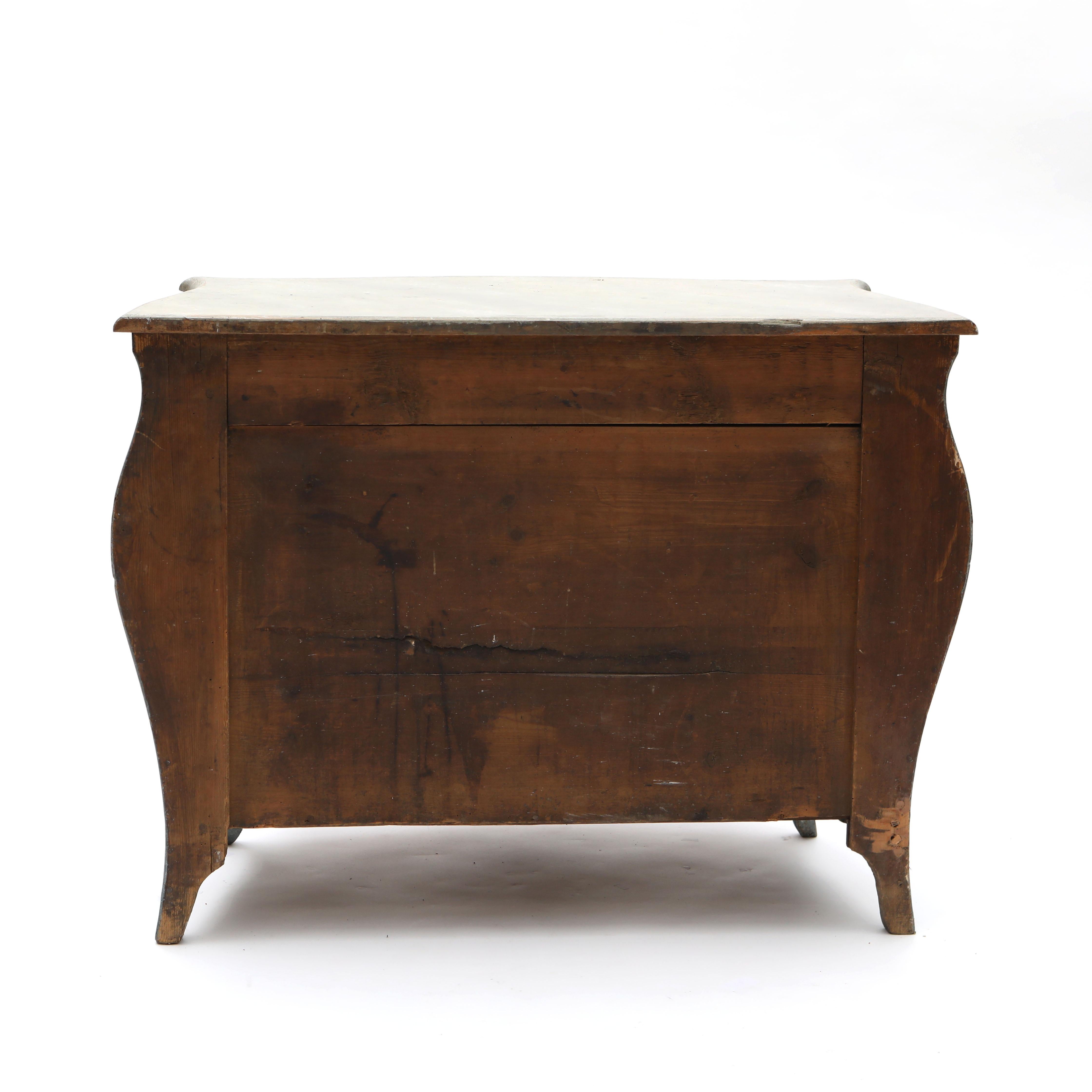 Swedish Blue Rococo Chest of Drawers In Good Condition For Sale In Kastrup, DK
