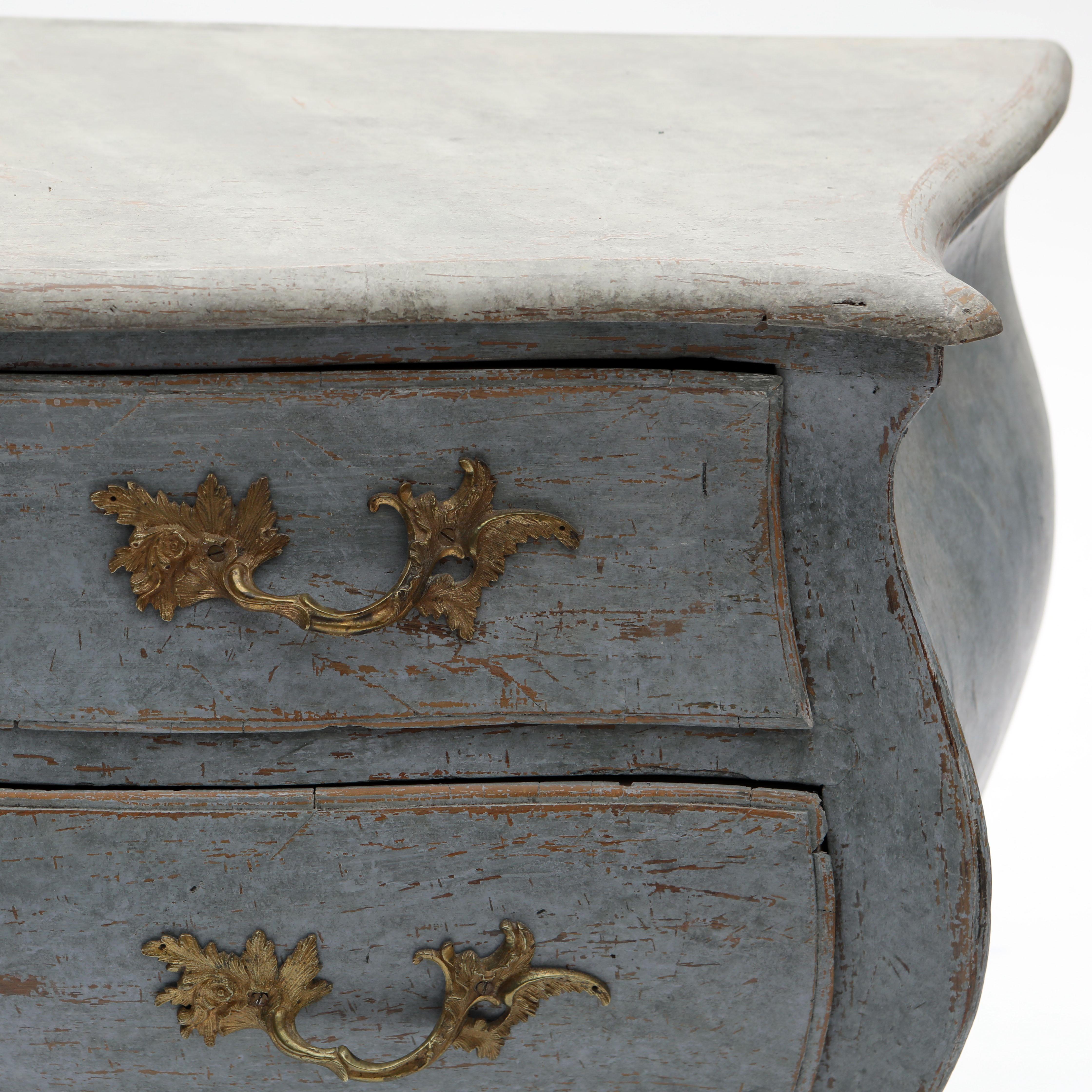 Swedish Blue Rococo Chest of Drawers For Sale 2