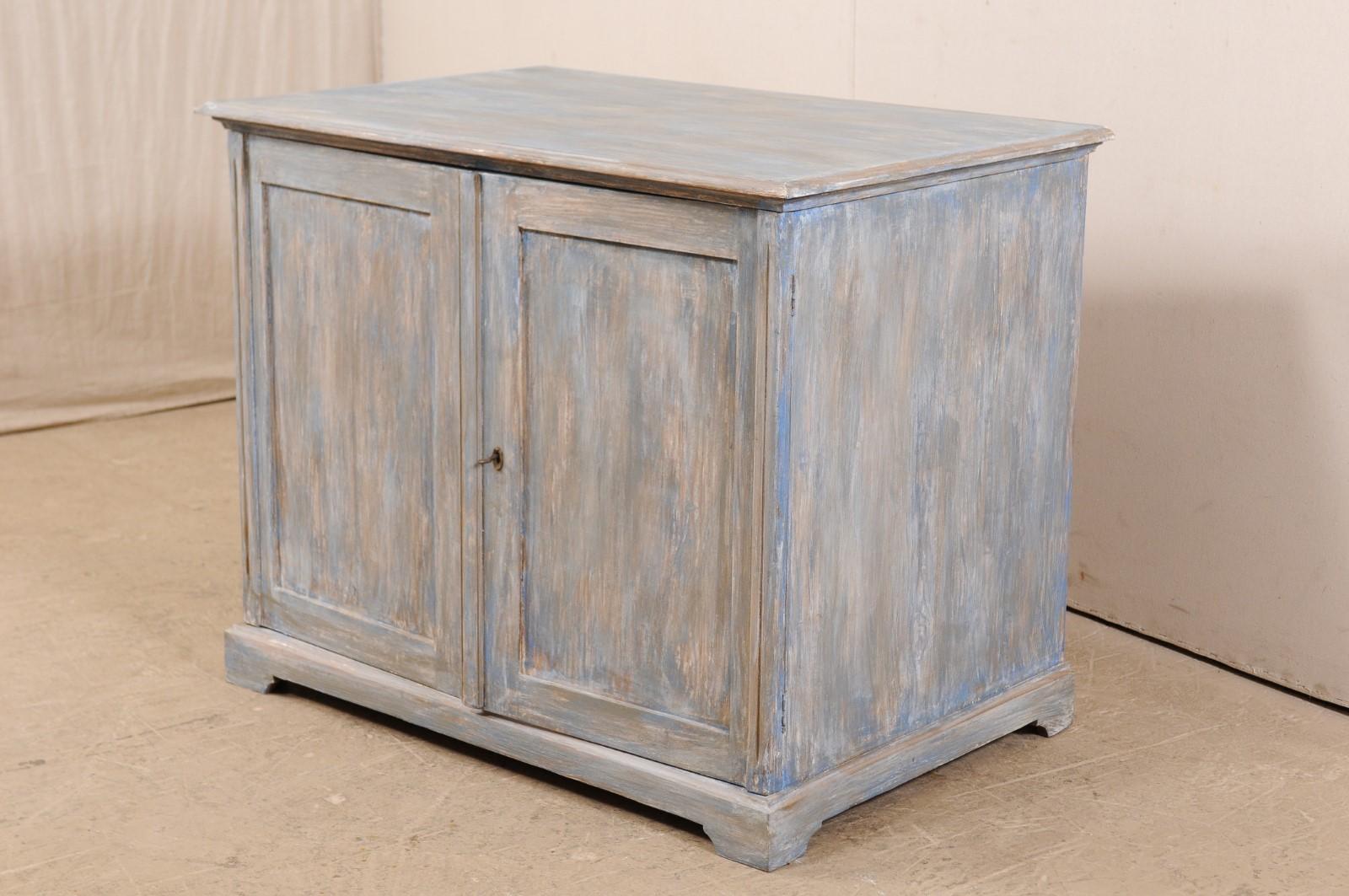 Swedish Blue Two-Door Wood Cabinet, Late 19th Century For Sale 2