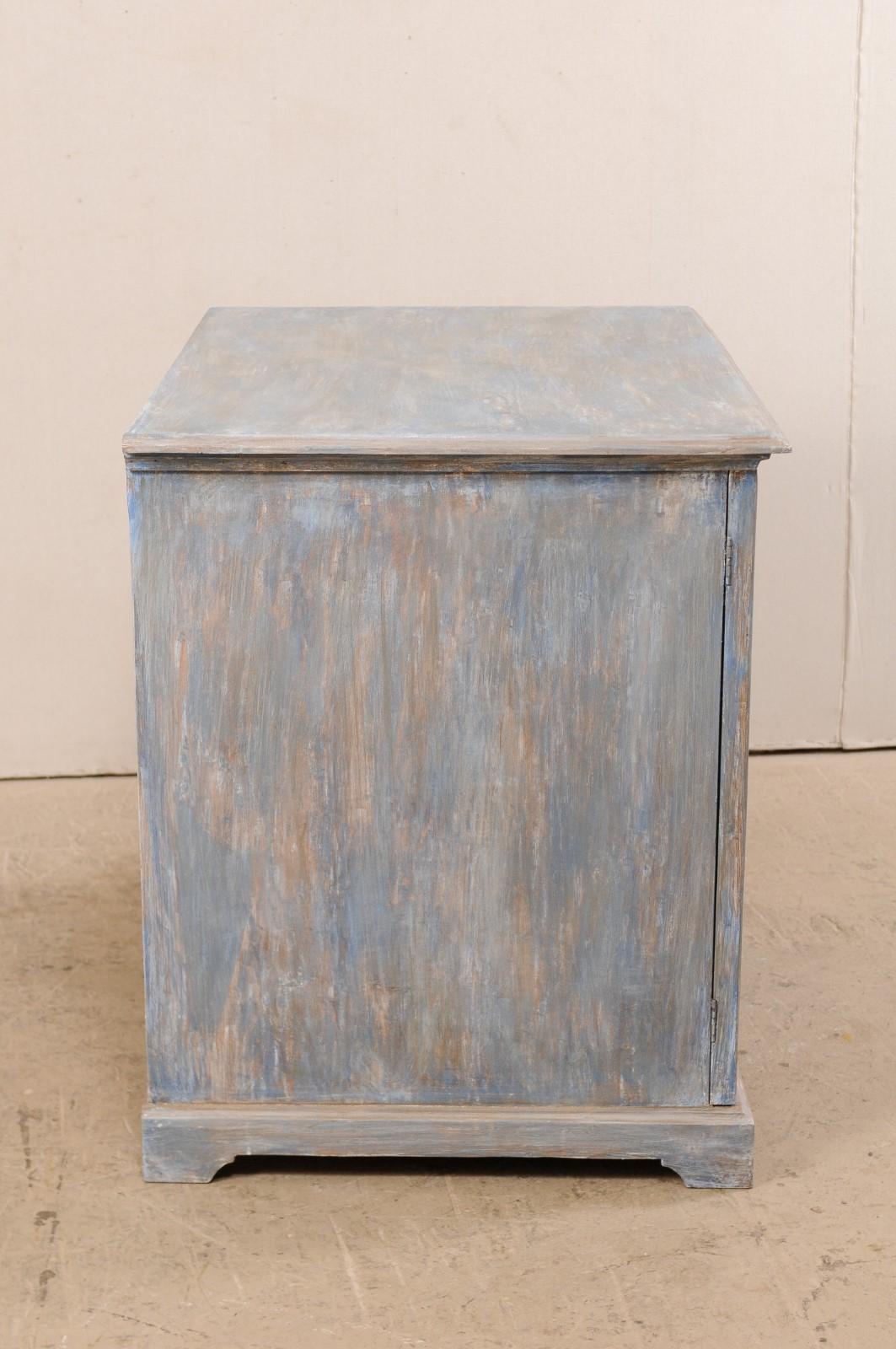 Swedish Blue Two-Door Wood Cabinet, Late 19th Century For Sale 3