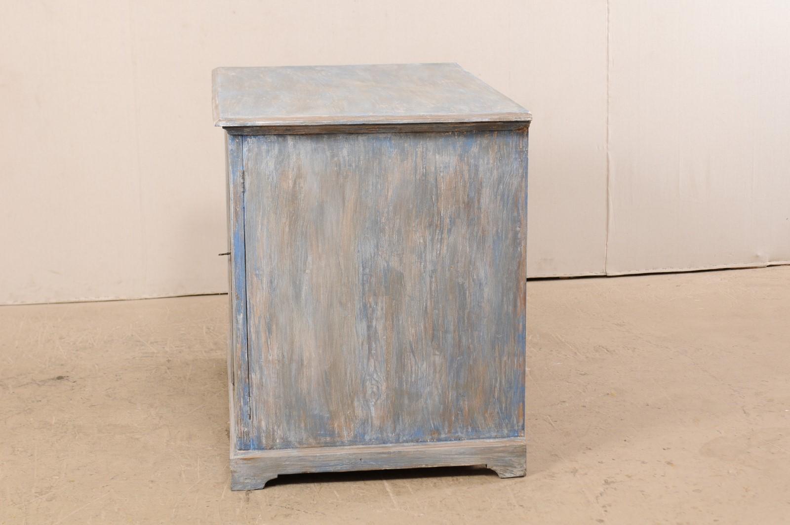 Swedish Blue Two-Door Wood Cabinet, Late 19th Century For Sale 4