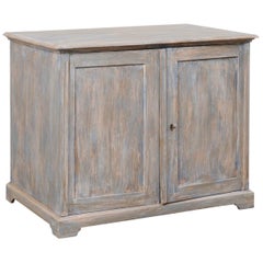 Swedish Blue Two-Door Wood Cabinet, Late 19th Century