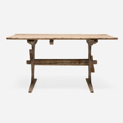 Swedish Bockbord Pine Trestle Table from Hälsingland