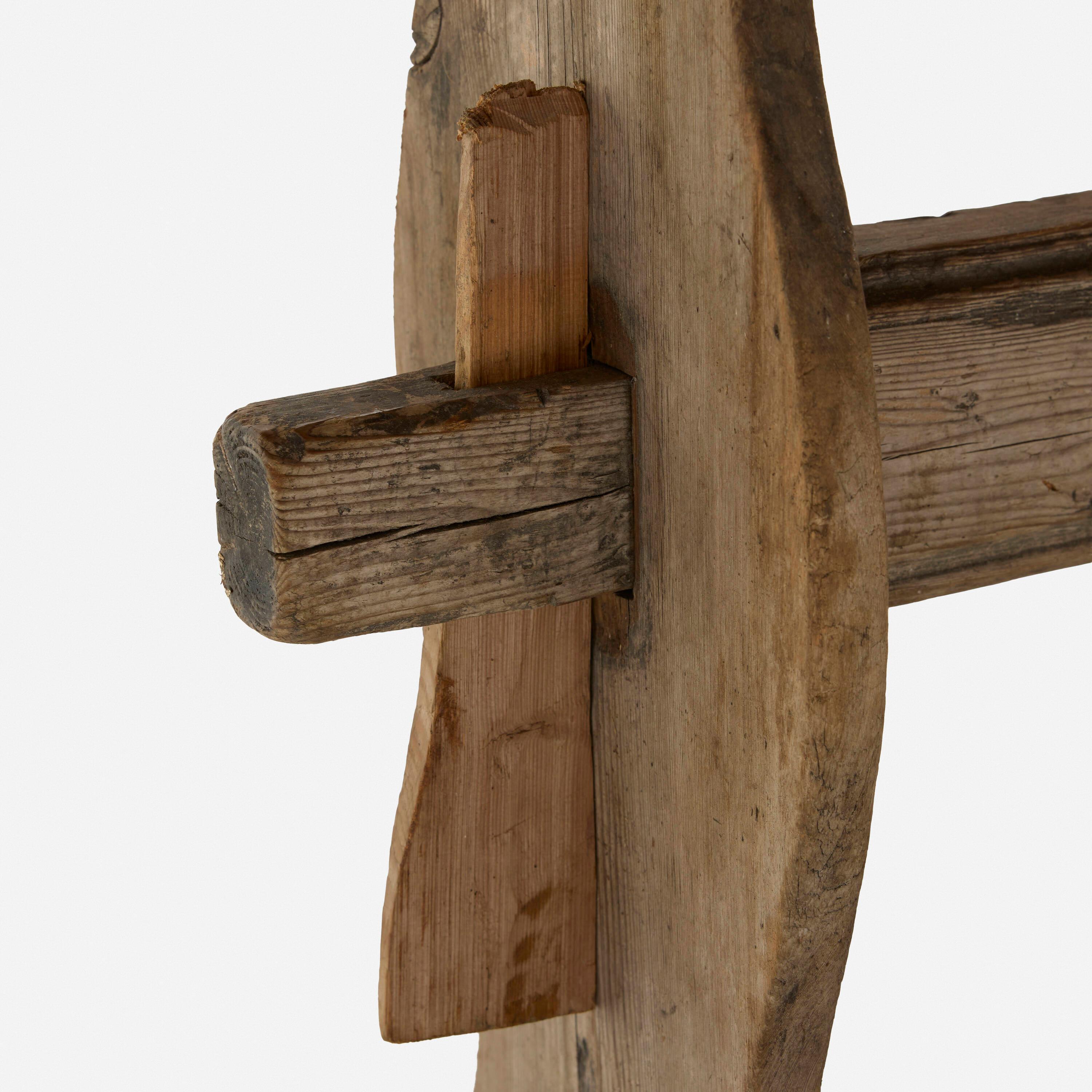 19th Century Swedish Bockbord Pine Trestle Table from Hälsingland For Sale