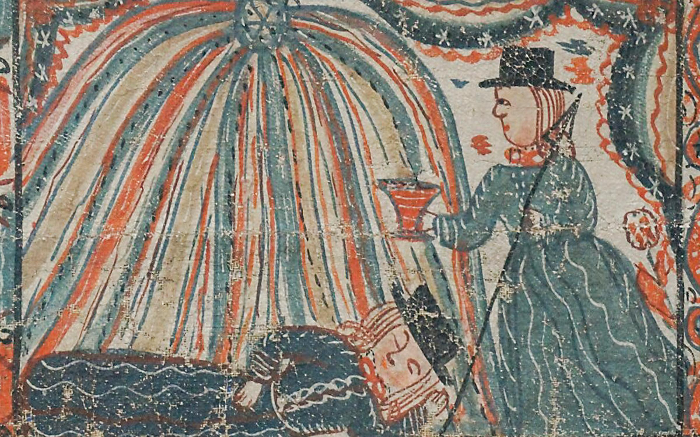 Hand-Painted Swedish Bonad with David Taking Saul's Spear