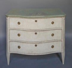 Swedish Bow Front Chest of Drawers with Marble Top