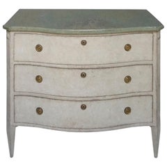 Swedish Bow Front Chest of Drawers with Marble Top