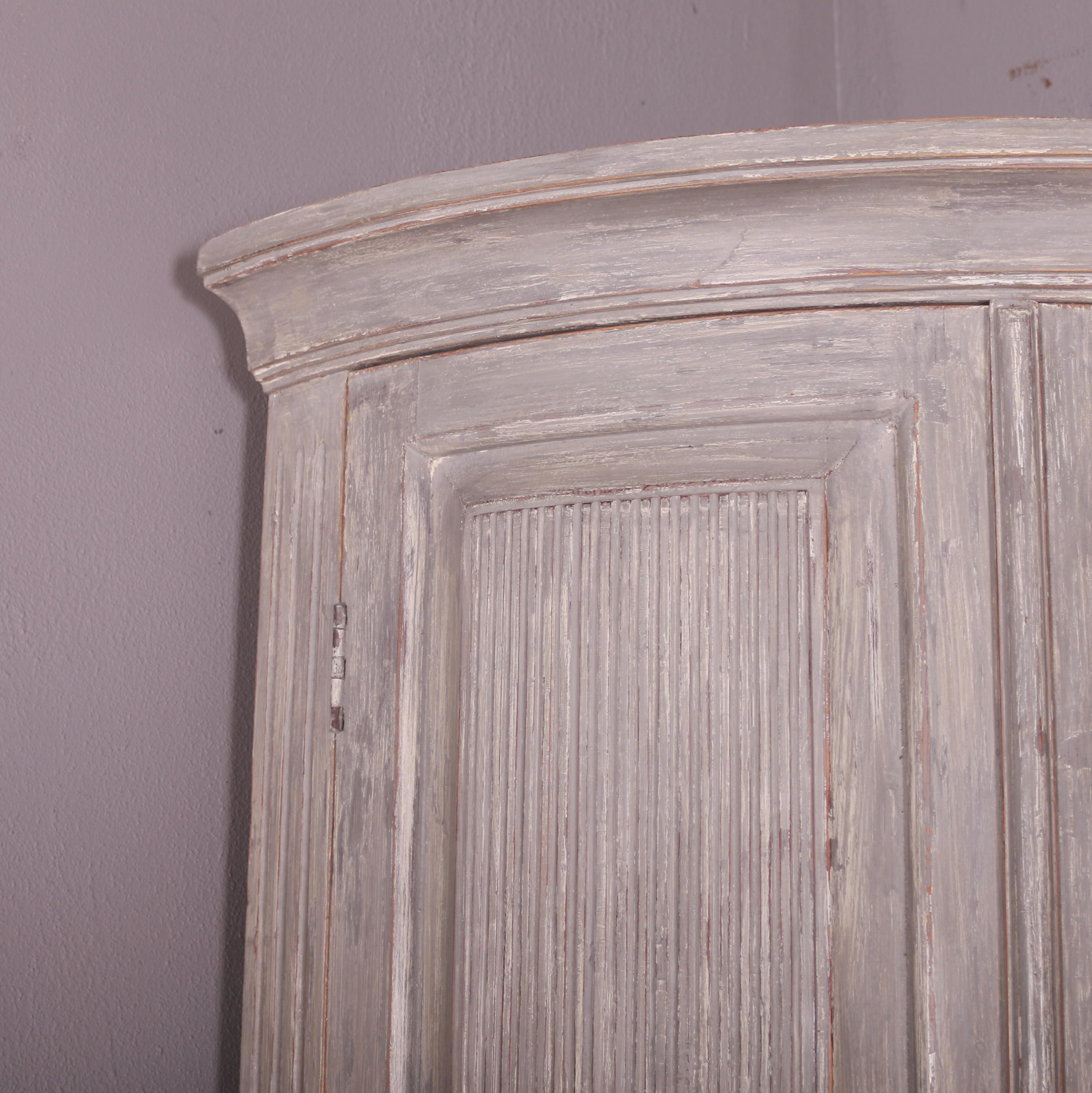 19th Century Swedish Bowfronted Corner Cupboard For Sale