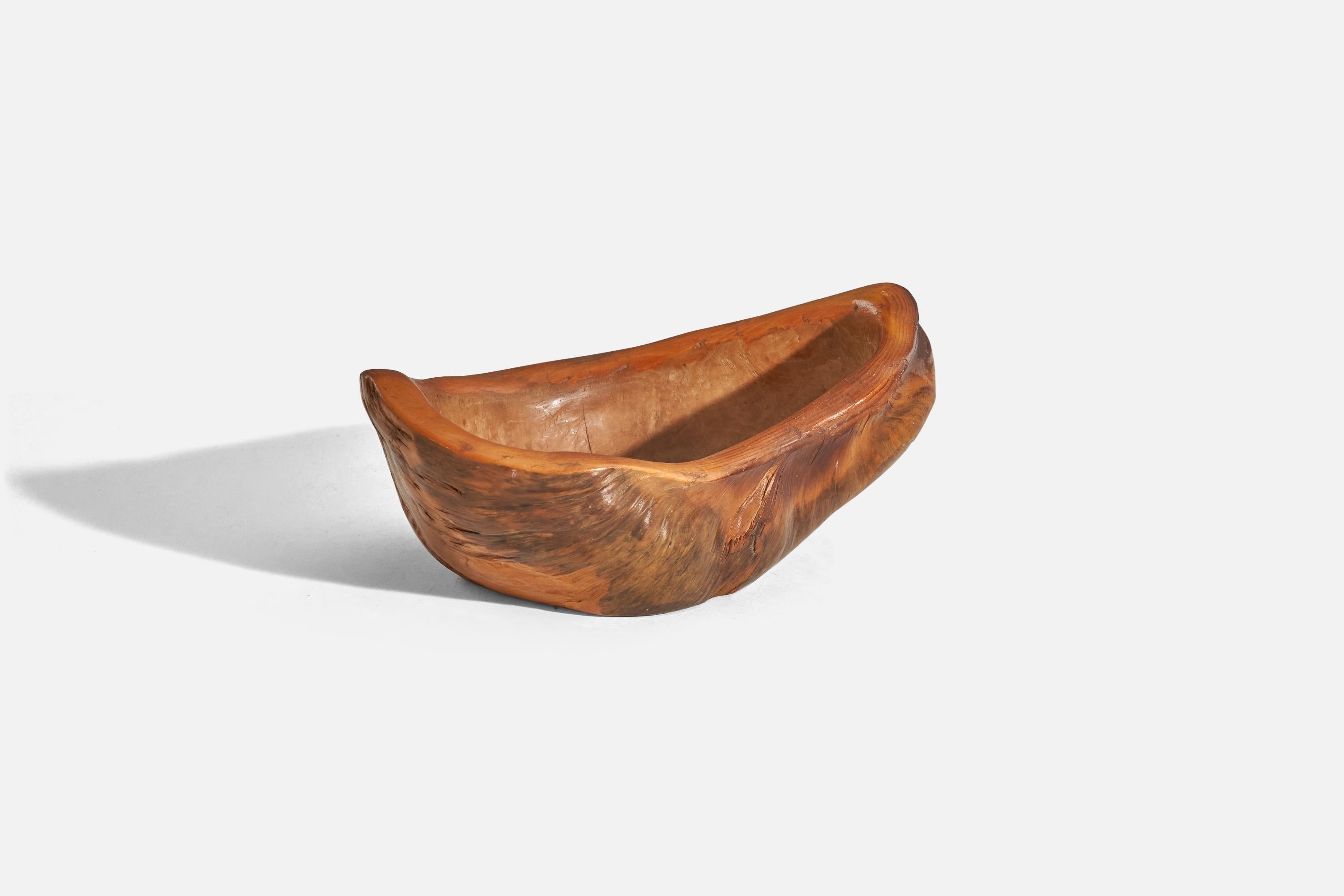 A burl-wood bowl designed and produced in Sweden, c. 1960s.