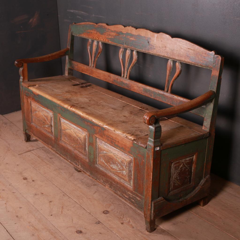 19th Century Swedish Box Settle