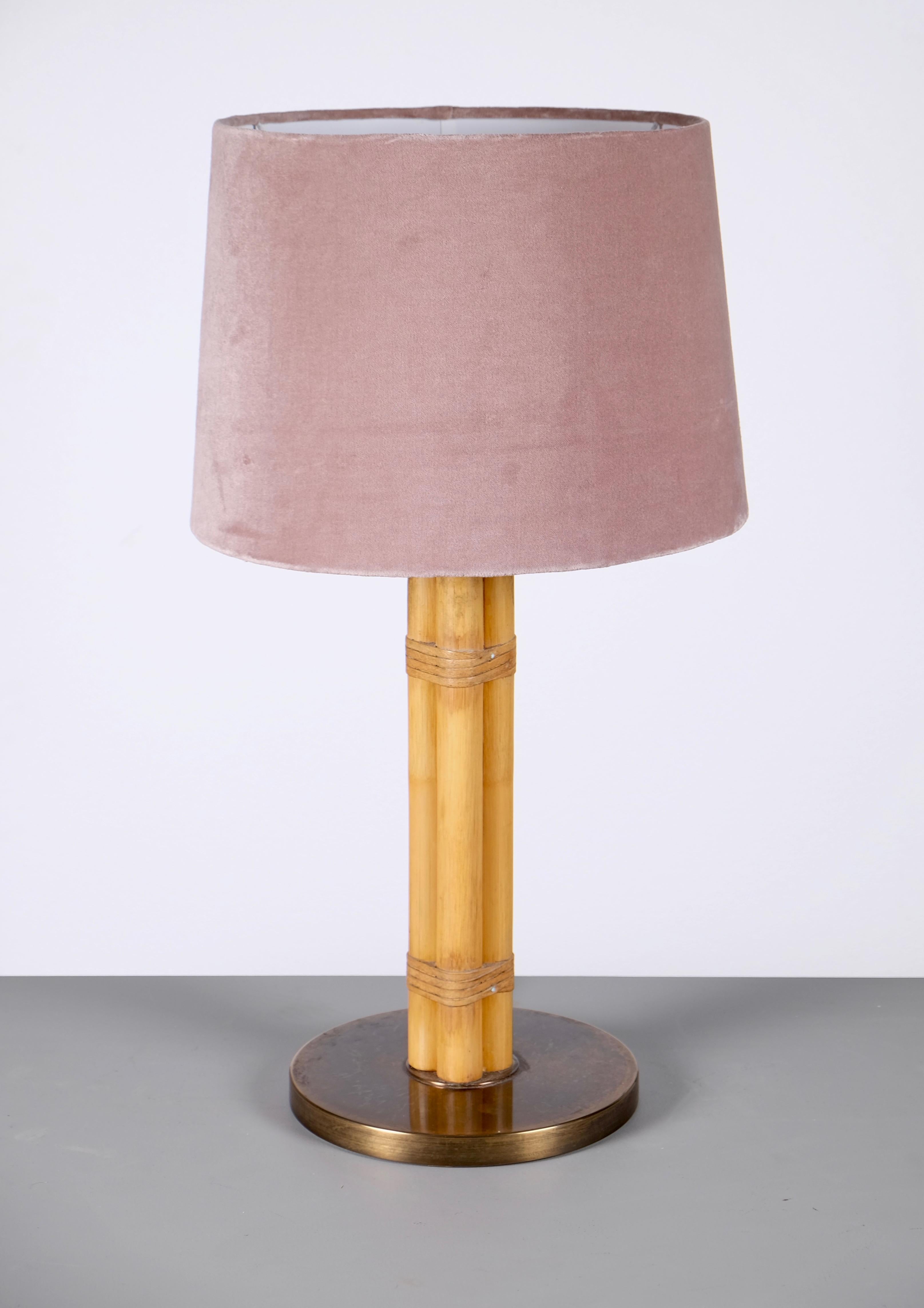 Swedish Brass and Bamboo Table Lamp by Bergboms, 1970s In Good Condition In Stockholm, SE
