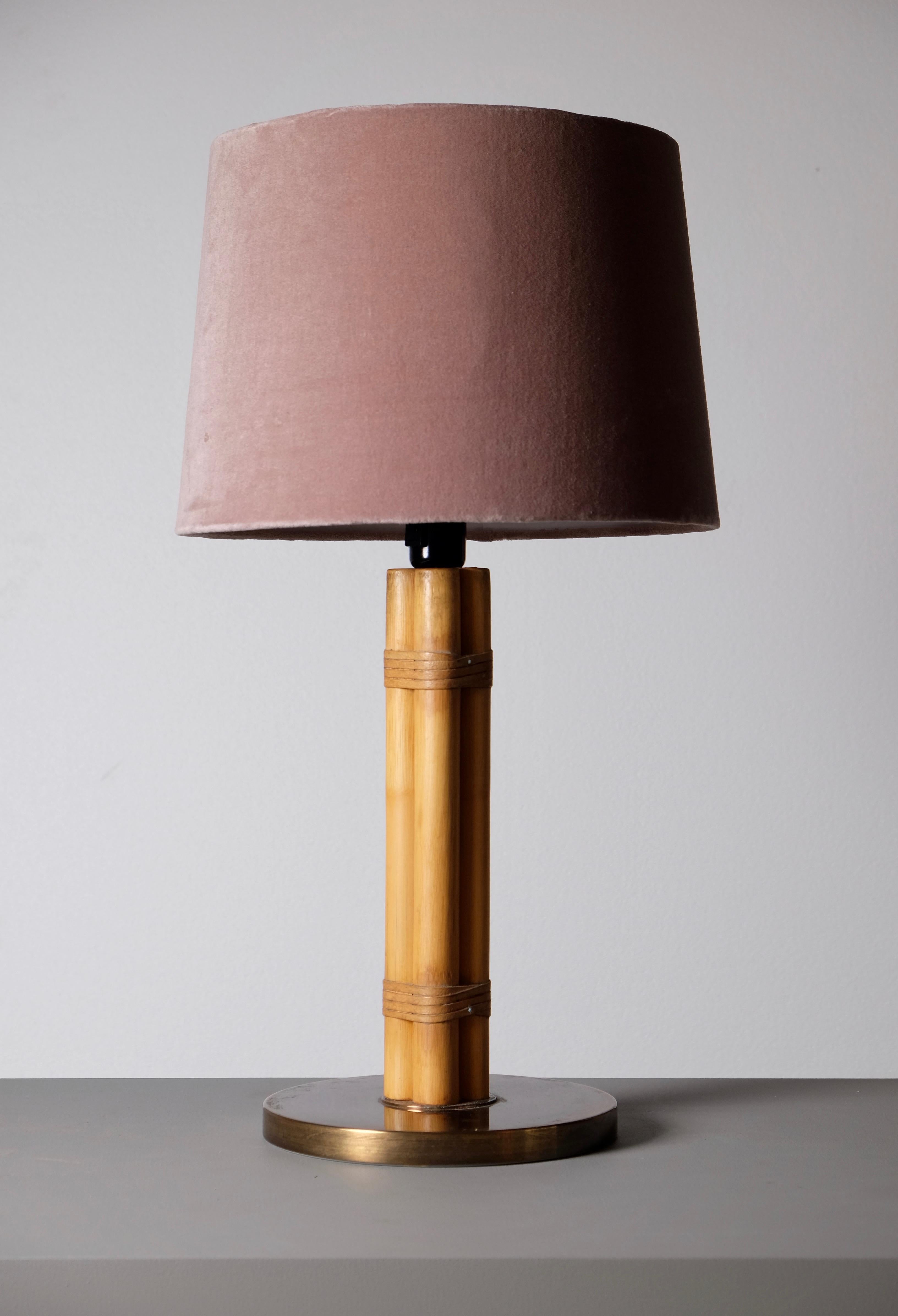 Mid-20th Century Swedish Brass and Bamboo Table Lamp by Bergboms, 1970s