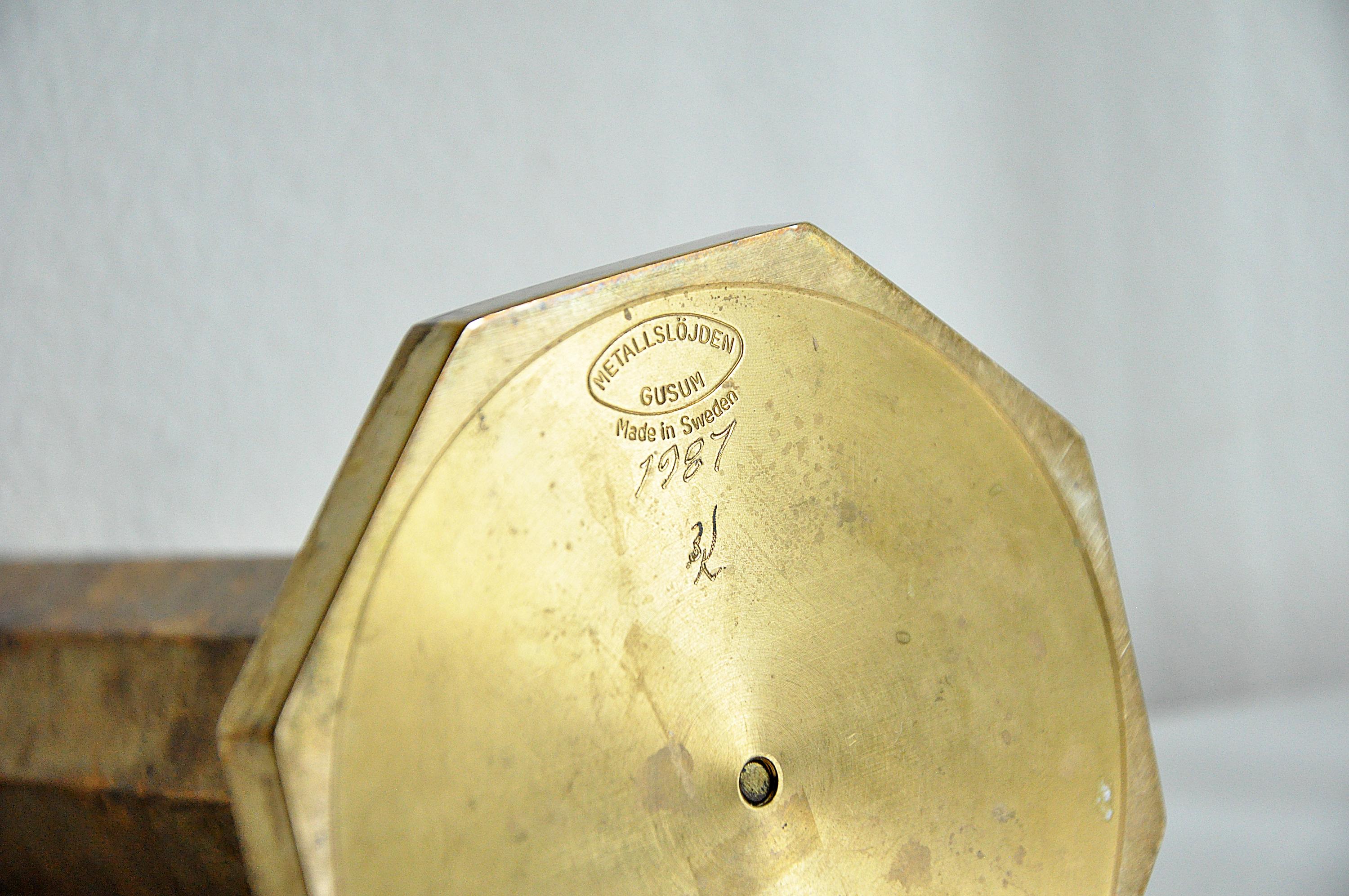 Fine XX secolo Portacandele svedese in ottone e vetro di Gusum, anni '80 in vendita