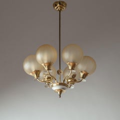Swedish Brass and Glass Chandelier, 1940