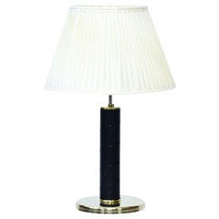 Swedish Brass and Leatherette Table Lamp
