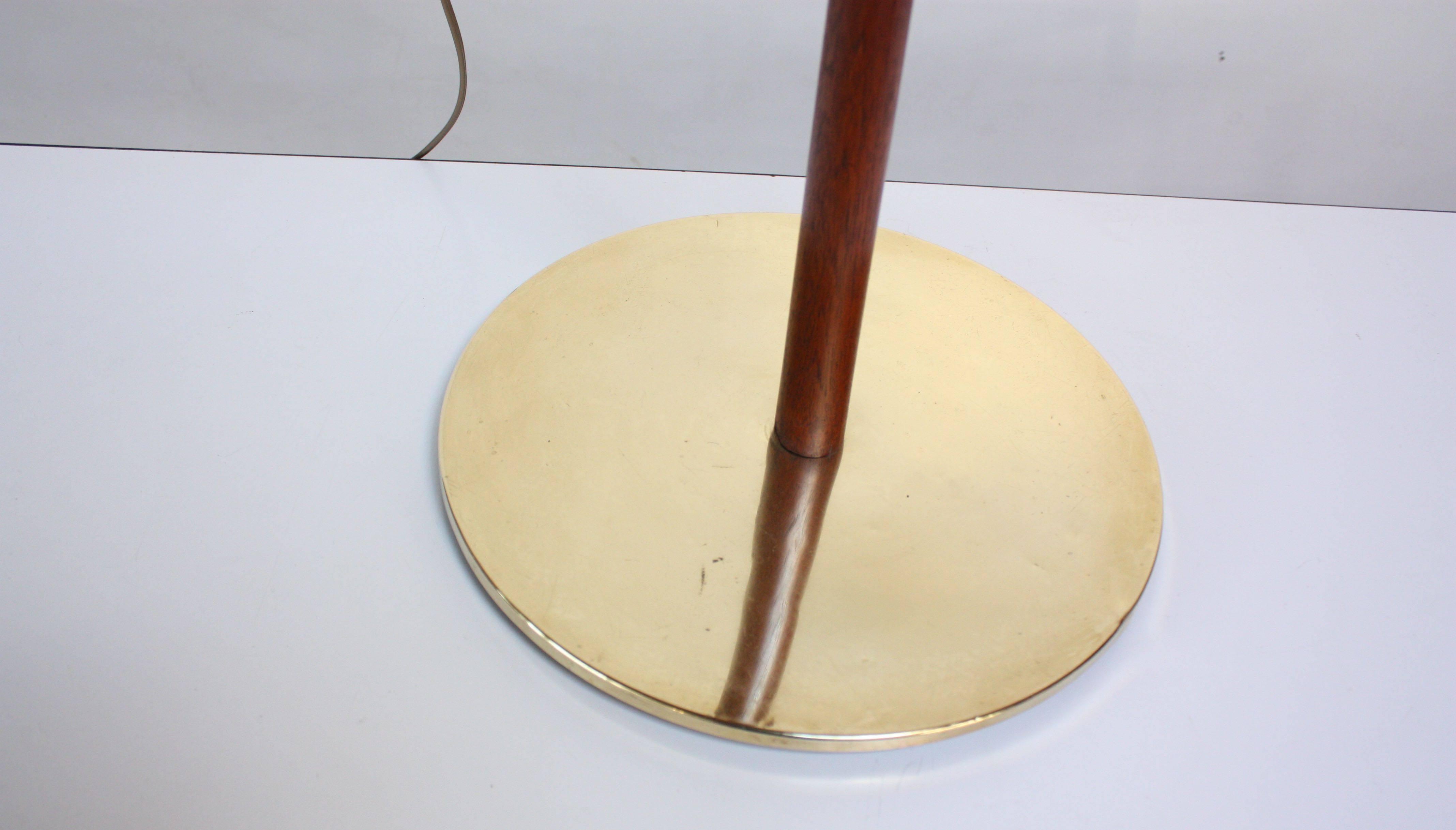 Swedish Brass and Mahogany Adjustable Floor Lamp with Brushed Aluminum Shade 5
