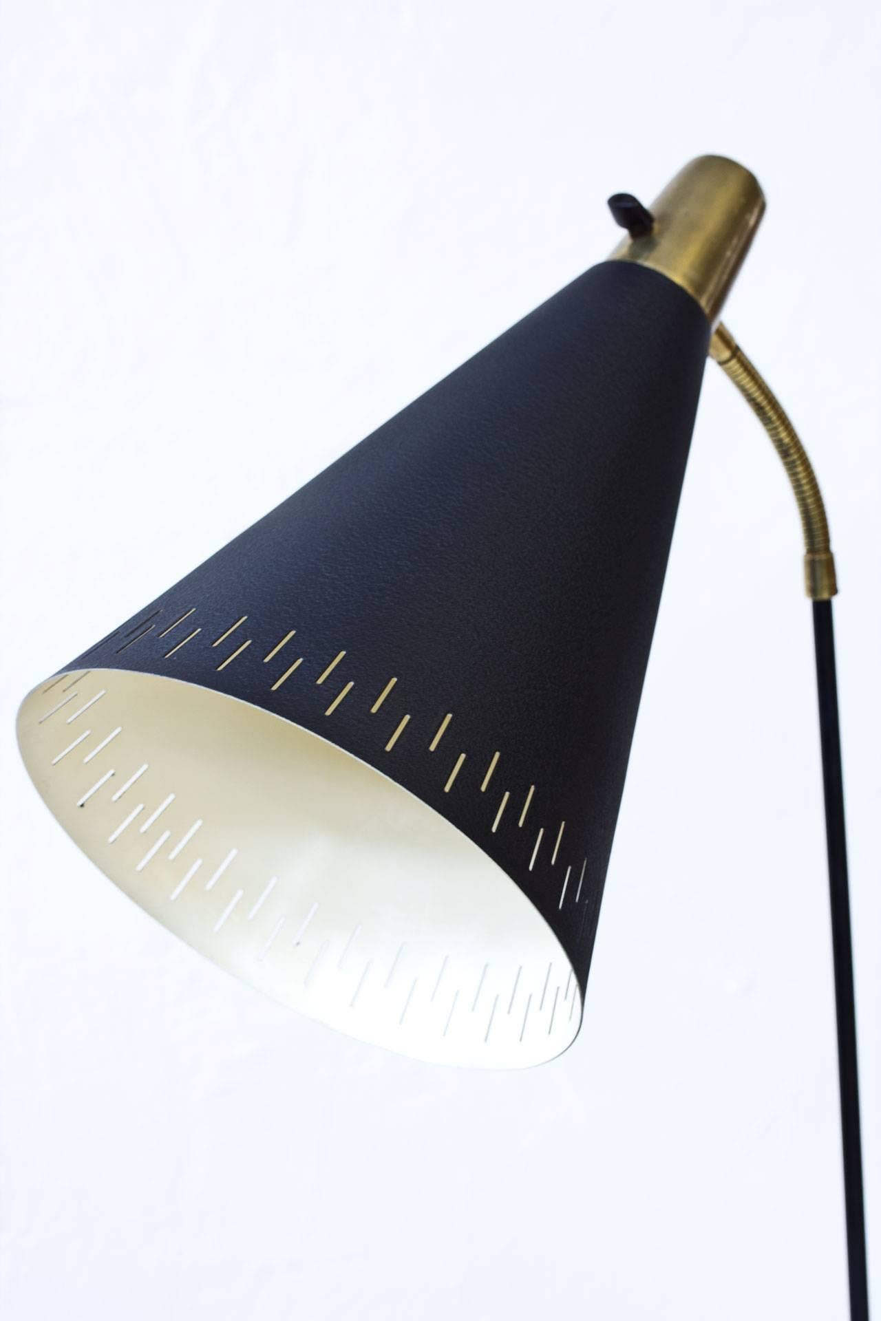 Mid-20th Century Swedish Brass and Metal Floor Lamp by EAE, 1950s