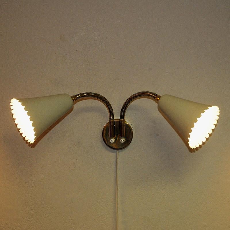 Scandinavian Modern Swedish Brass and metal wall lamp with two lights for Böhlmarks 1940s