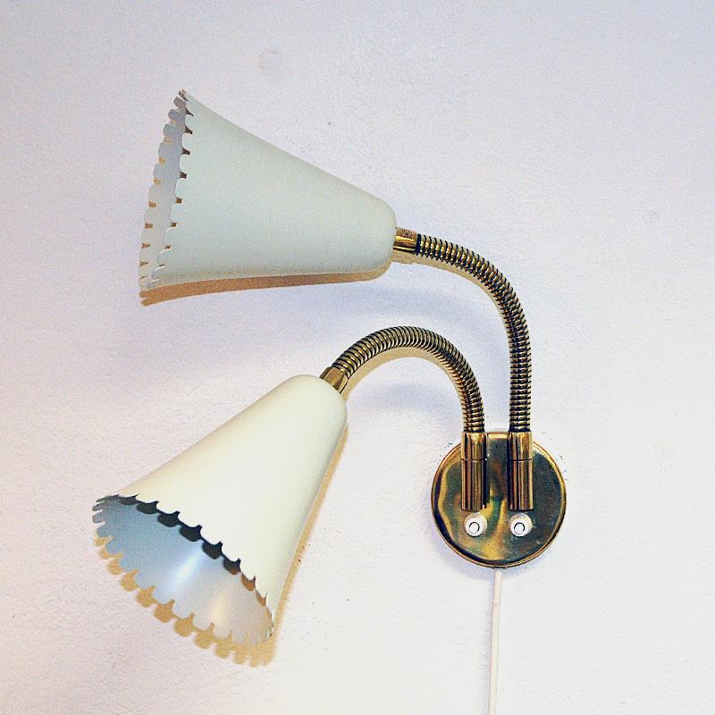Lacquered Swedish Brass and metal wall lamp with two lights for Böhlmarks 1940s