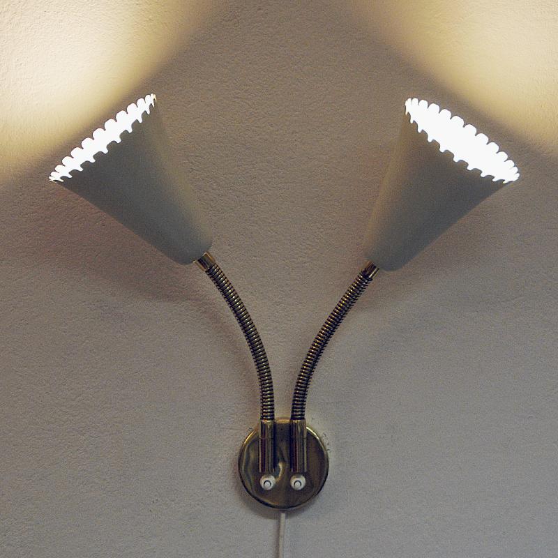 Swedish Brass and metal wall lamp with two lights for Böhlmarks 1940s 1
