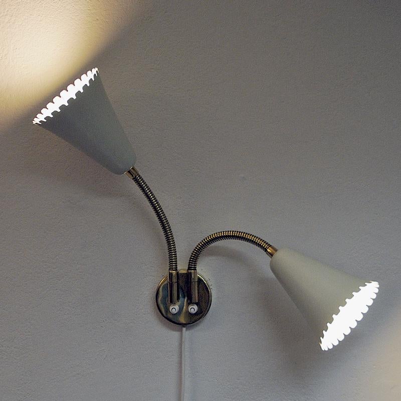 Swedish Brass and metal wall lamp with two lights for Böhlmarks 1940s 2