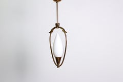 Swedish Brass and Opaline Glass Ceiling Lamp, 1940s