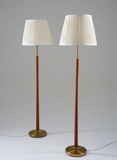Swedish Brass and Teak Floor Lamps by ASEA