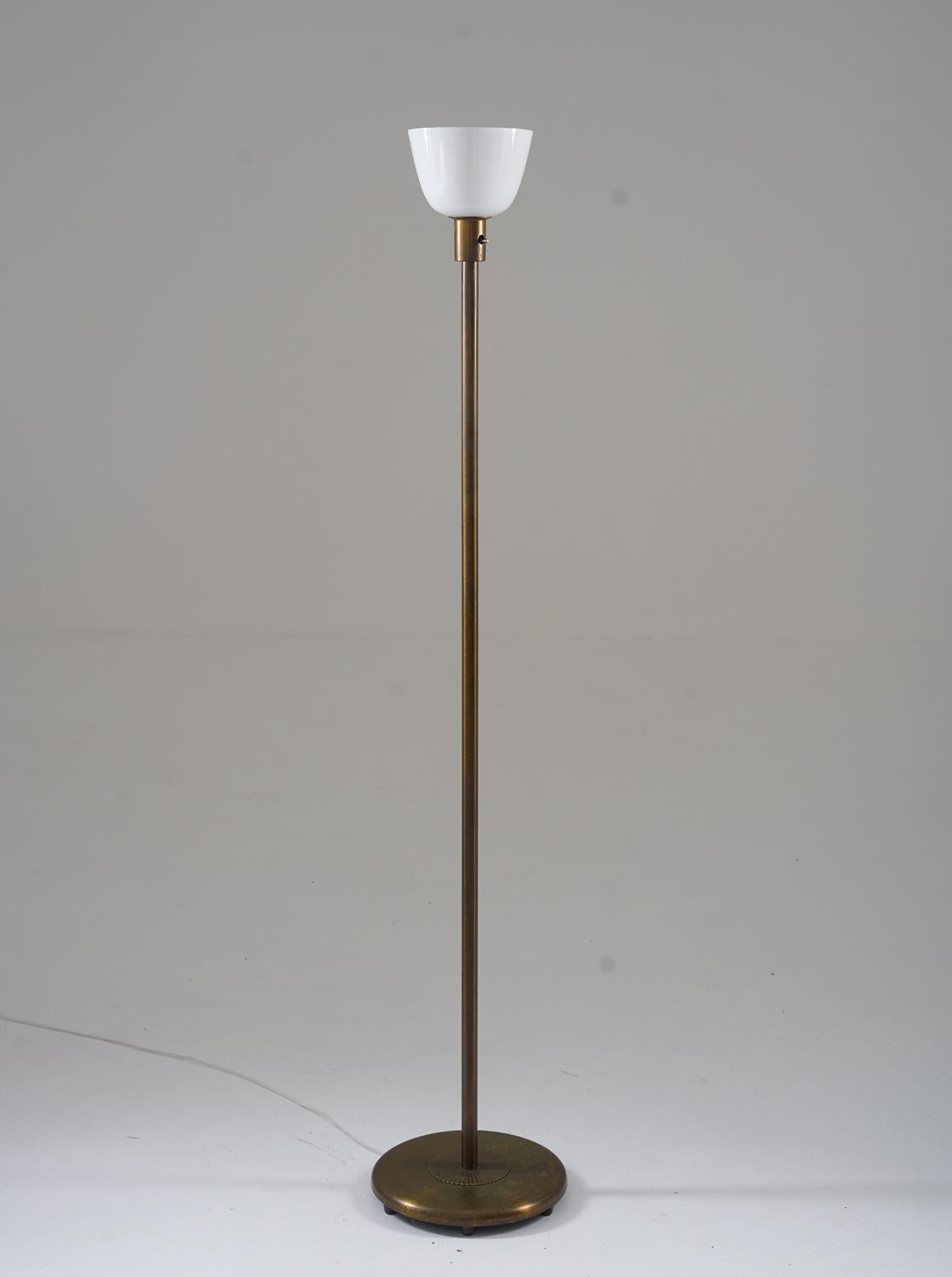 Scandinavian Modern Swedish Brass and Teak Floor Lamp by Böhlmarks For Sale