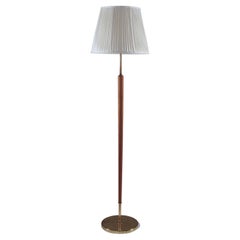 Swedish Brass and Wood Floor Lamp by Boréns