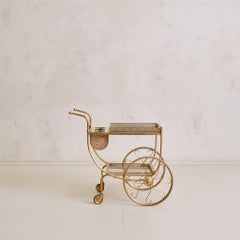 Swedish Brass Bar Cart by Josef Frank for Svenskt Tenn, 1950s