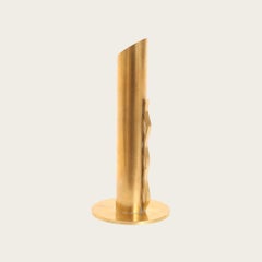 Swedish Brass Bud Vase or Candle Holder With Squiggle Detail