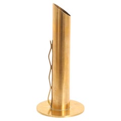Swedish Brass Bud Vase or Candle Holder With Squiggle Detail