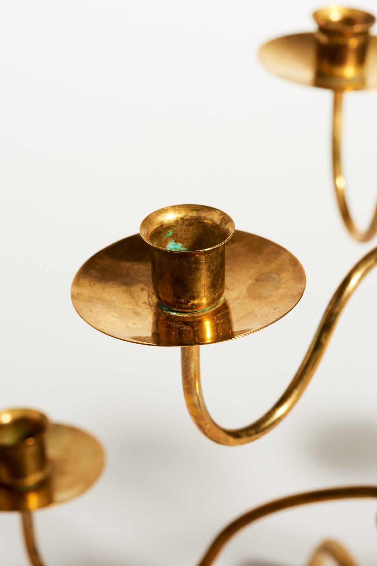 Mid-20th Century Swedish Brass Candelabra