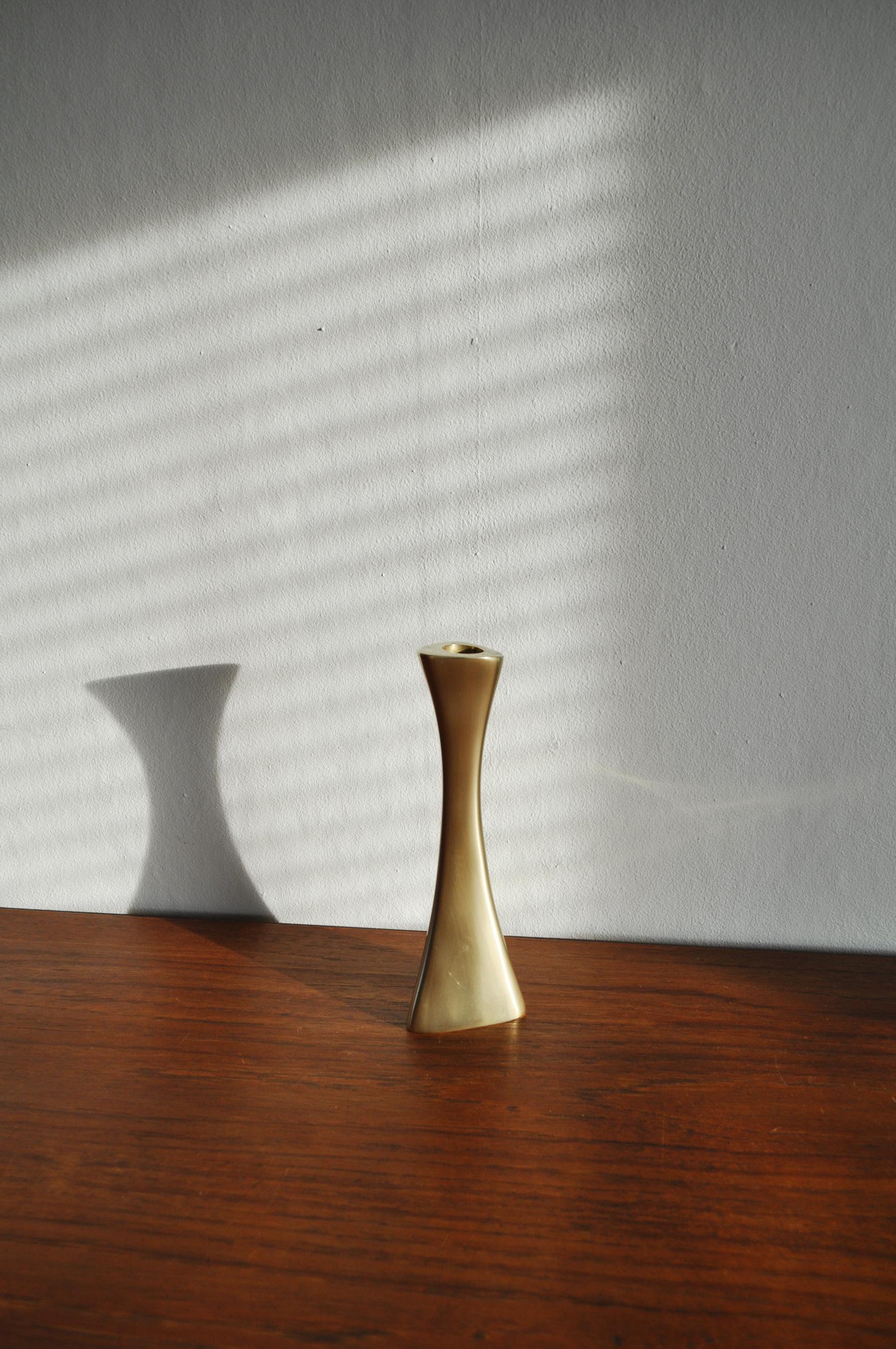 Scandinavian Modern Swedish Brass Candlestick or Vase by BCA Eskilstuna, 1960s